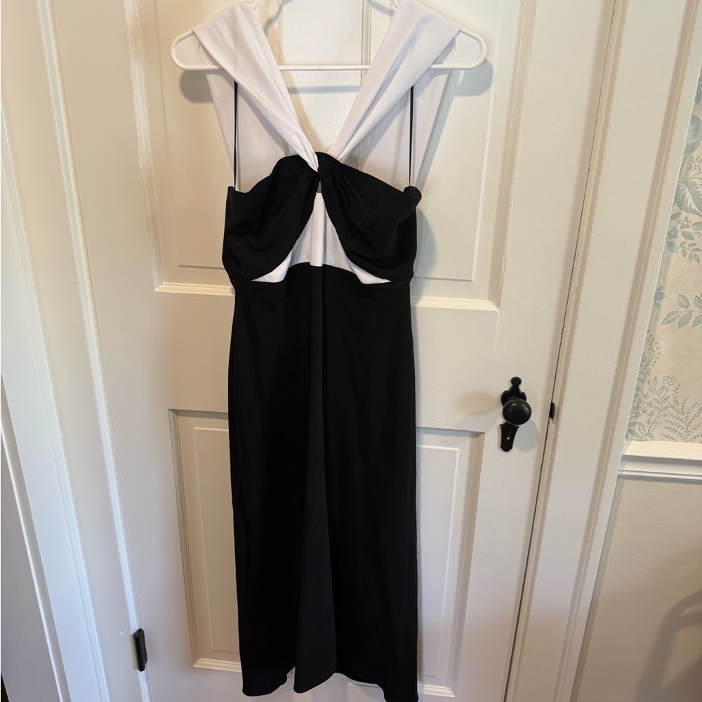 Topshop Black and White Midi Dress